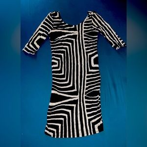 ASOS Curve Black & White Stripe Body Con Dress Size US 16